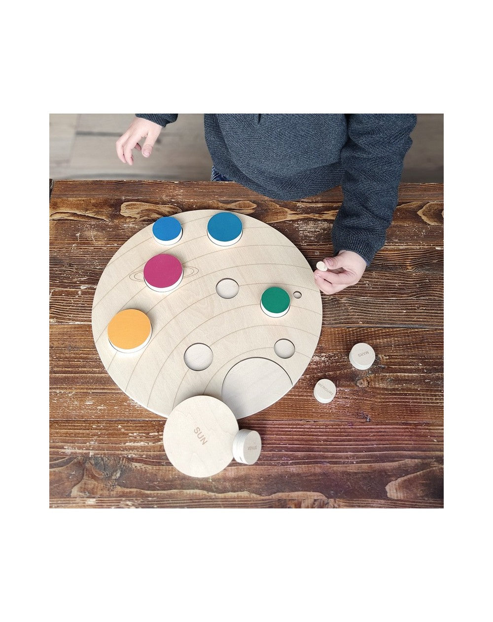 Wooden solar system puzzle