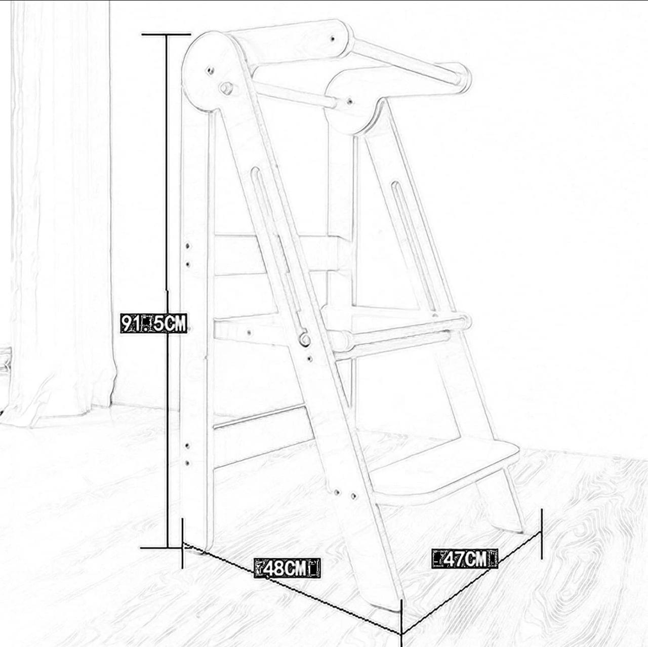 Foldable wooden learning tower-Natural