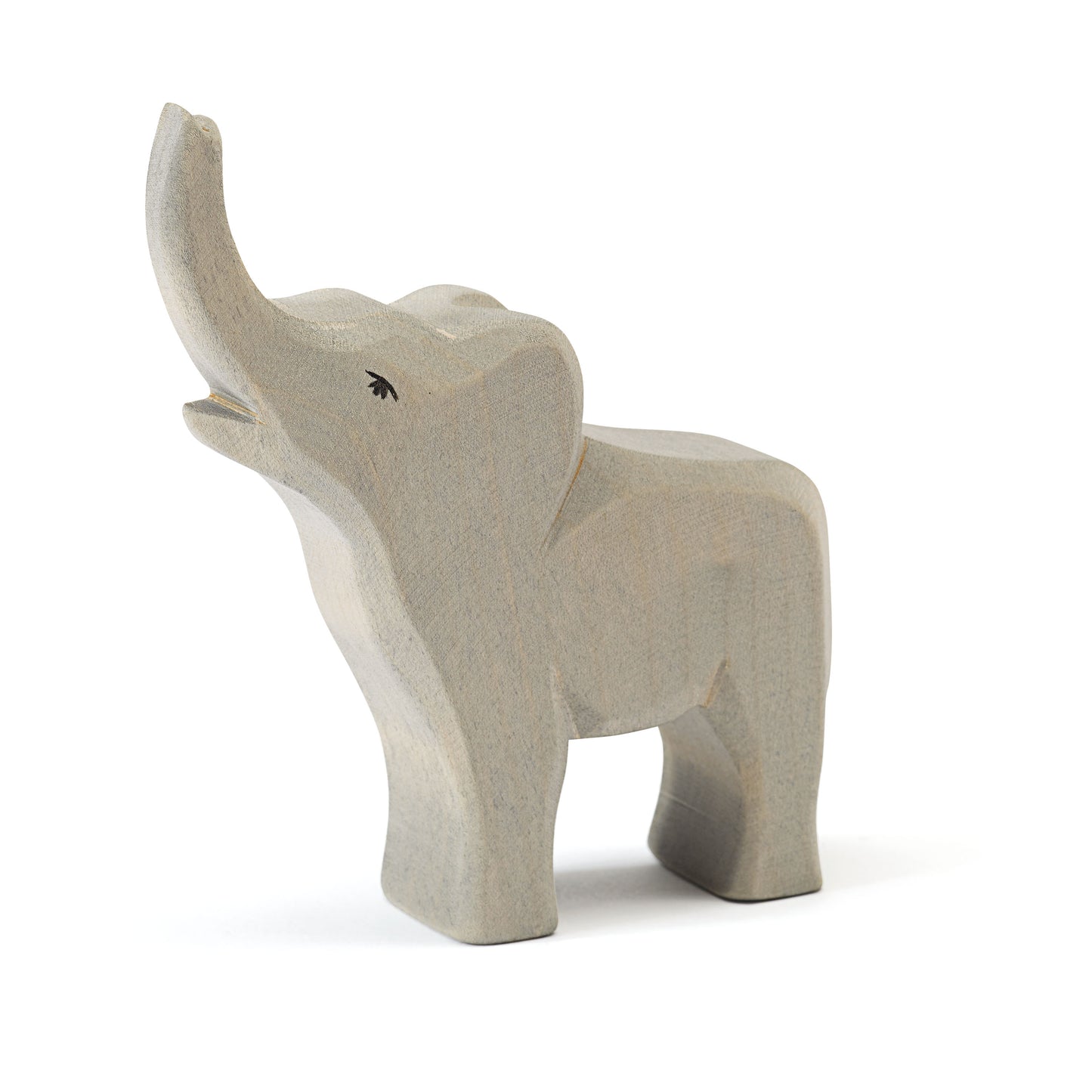 Wooden elephant small trumpeting figurine