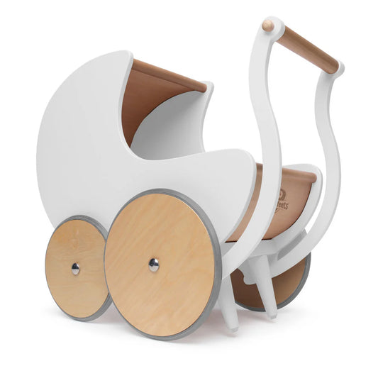 Wooden pram 2-in-1 walker toy- White