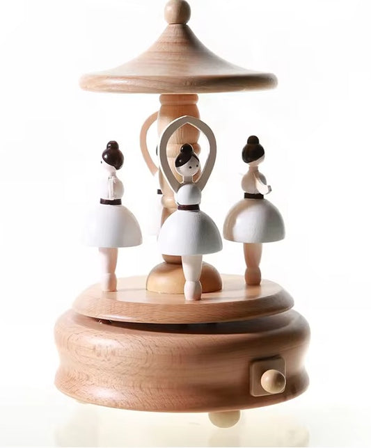 Wooden musical carousel box- Ballerinas