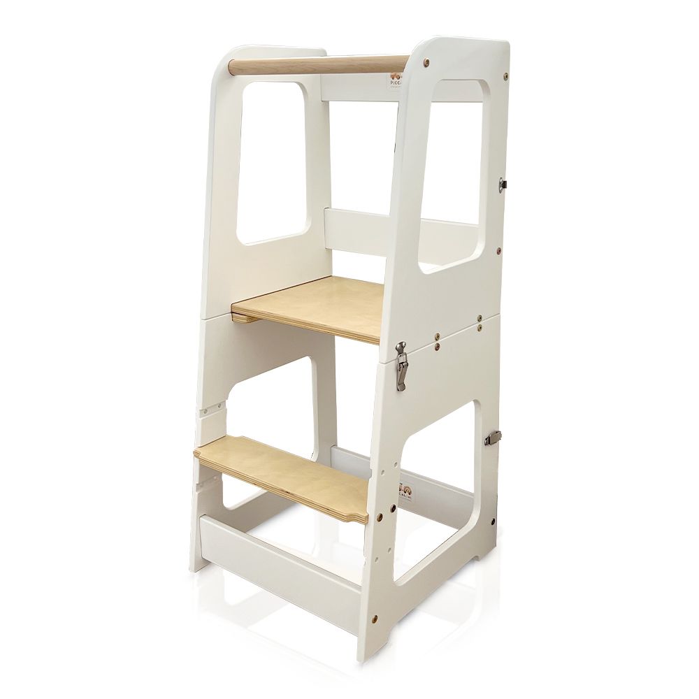 Easy step wooden learning tower-White