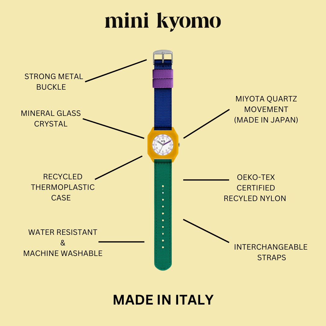 Mini Kyomo yellow blue green eco-friendly kids watch- Banana Haven