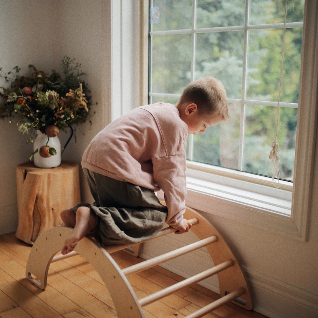 Wooden pikler rocking & climbing arch