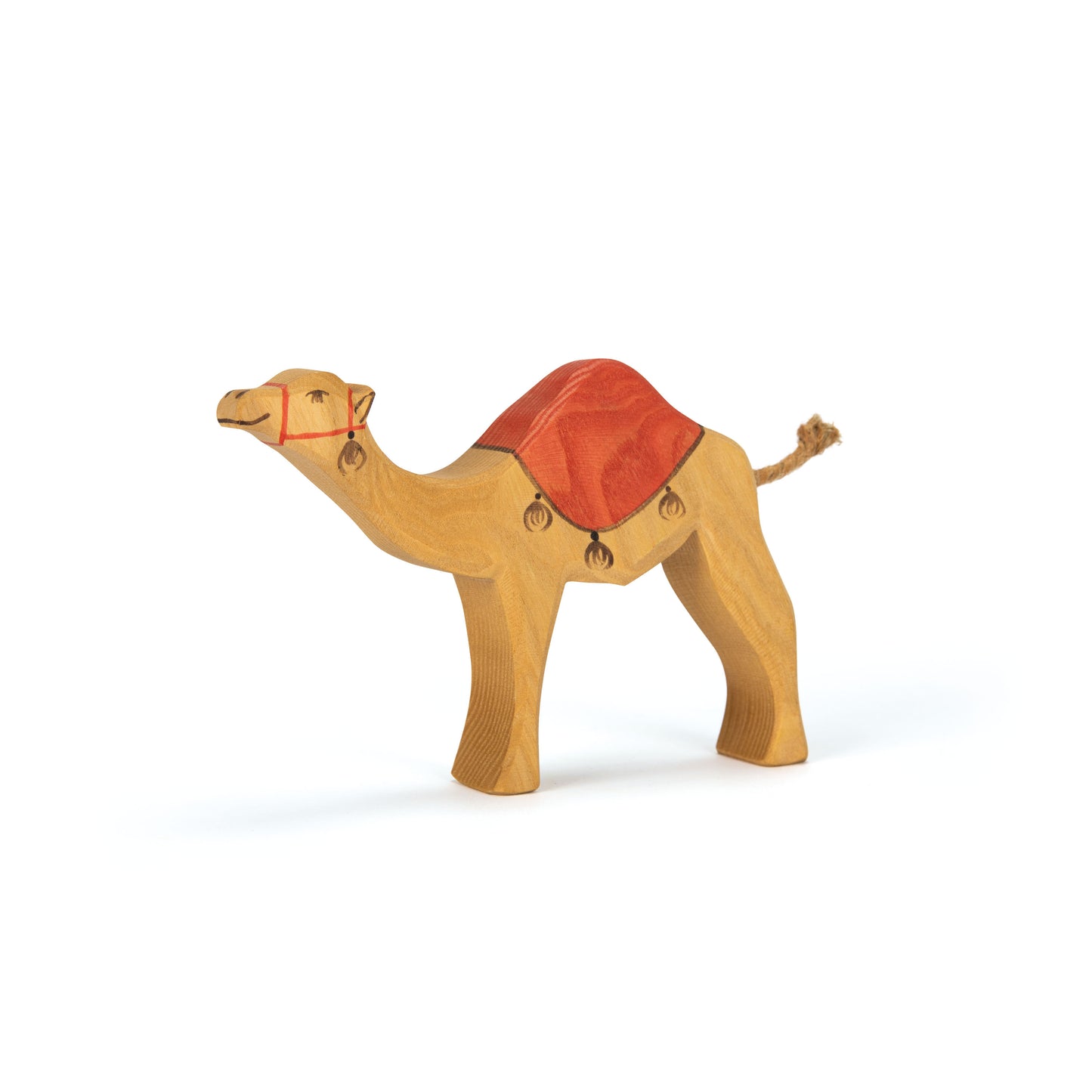 Wooden dromedary with saddle figurine