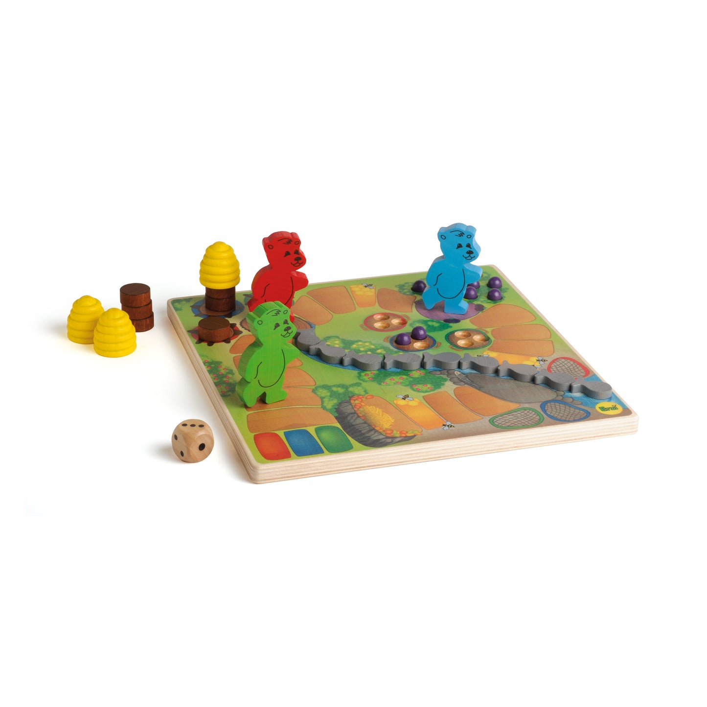 Wooden honey bears in hibernation kids board game