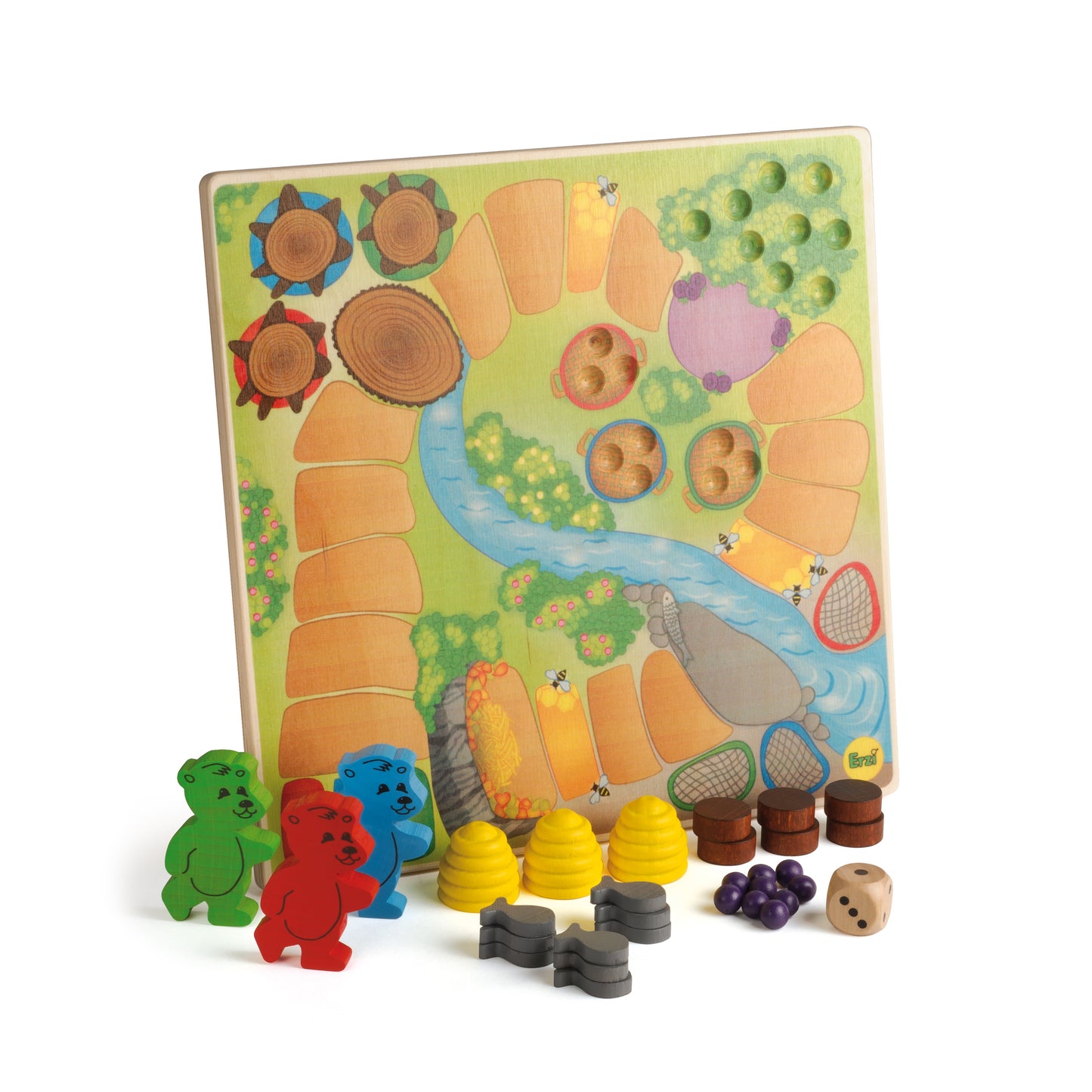 Wooden honey bears in hibernation kids board game