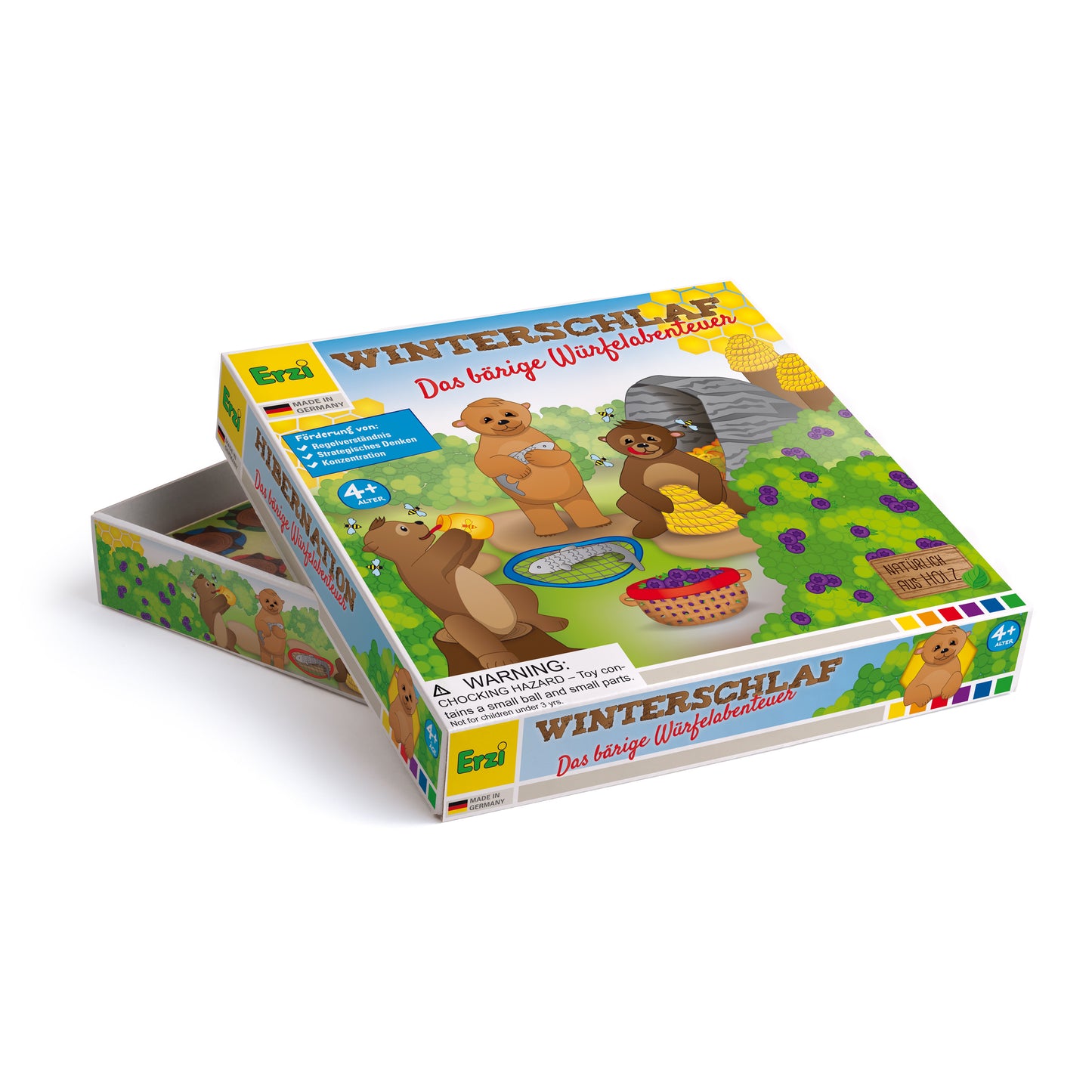 Wooden honey bears in hibernation kids board game