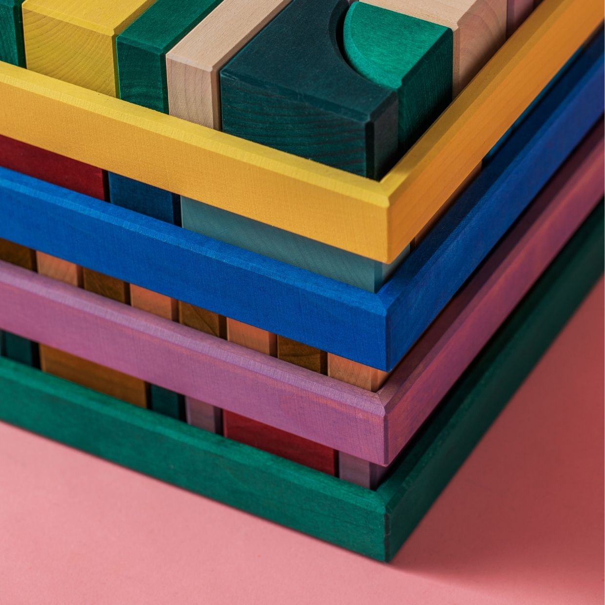 Grimm's small building set wave wooden blocks set