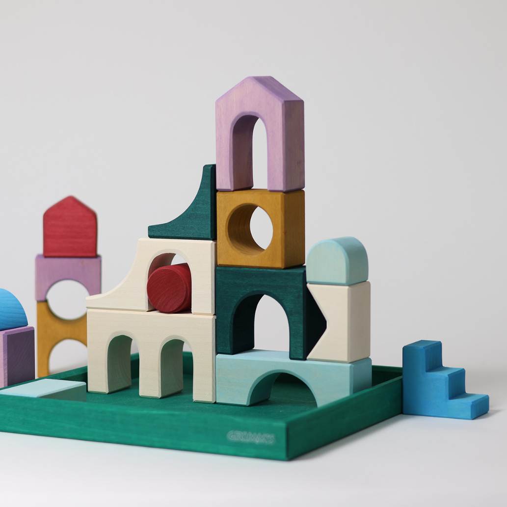 Grimm's small building set floors wooden blocks set