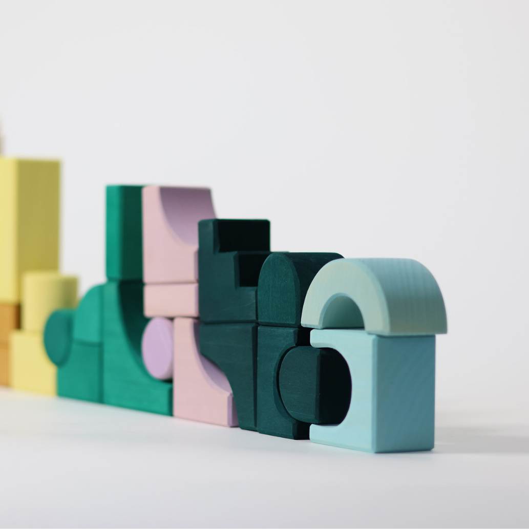 Grimm's small building set movement wooden blocks set
