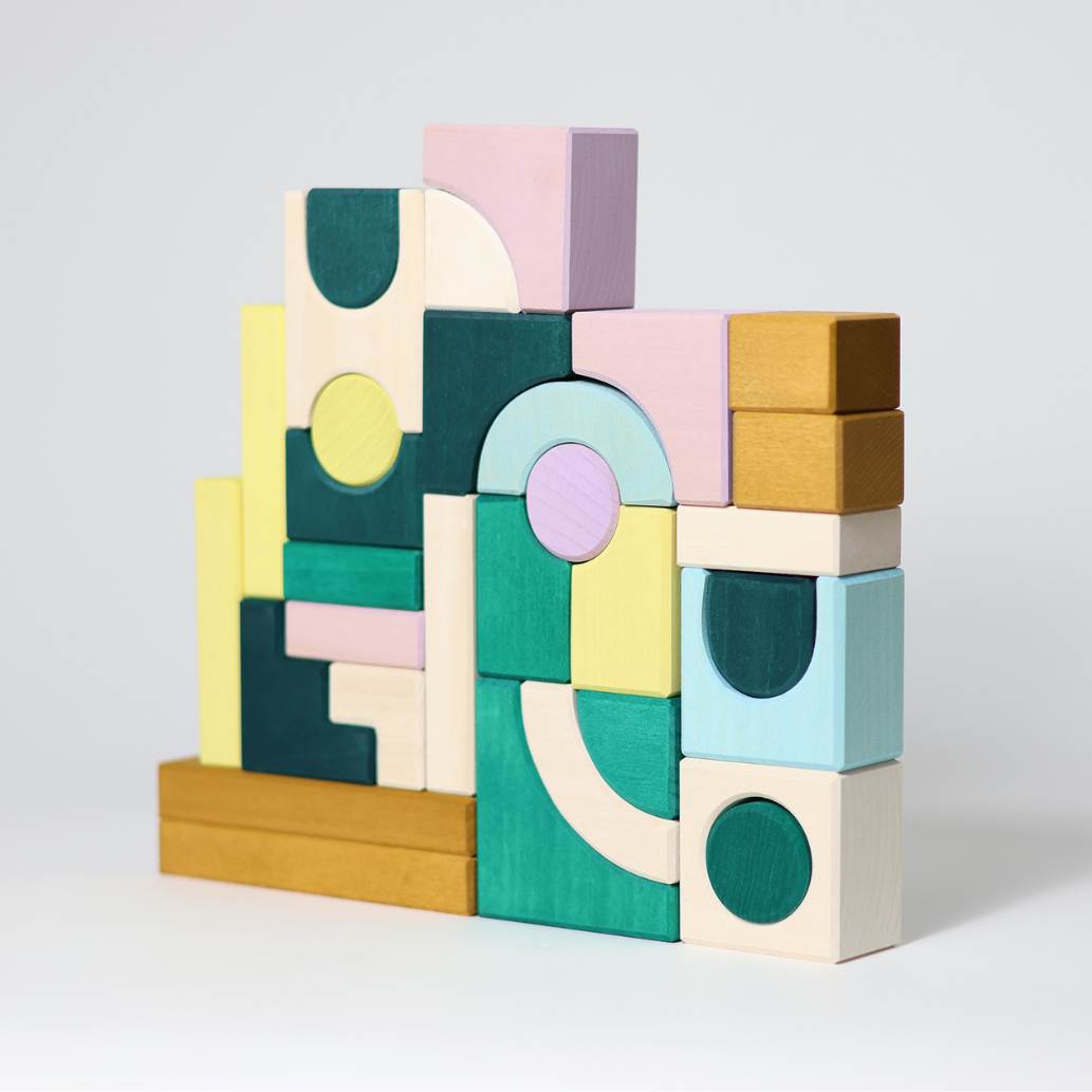 Grimm's small building set movement wooden blocks set