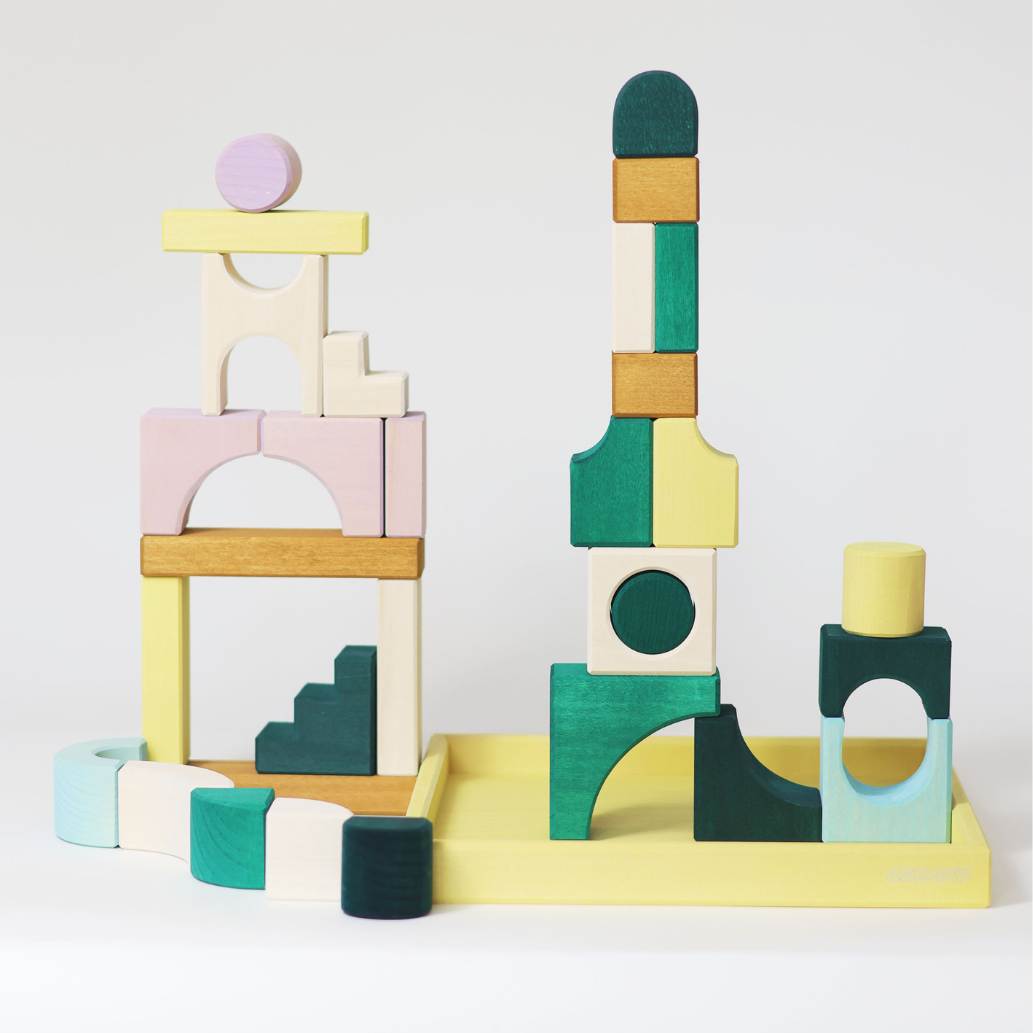 Grimm's small building set movement wooden blocks set