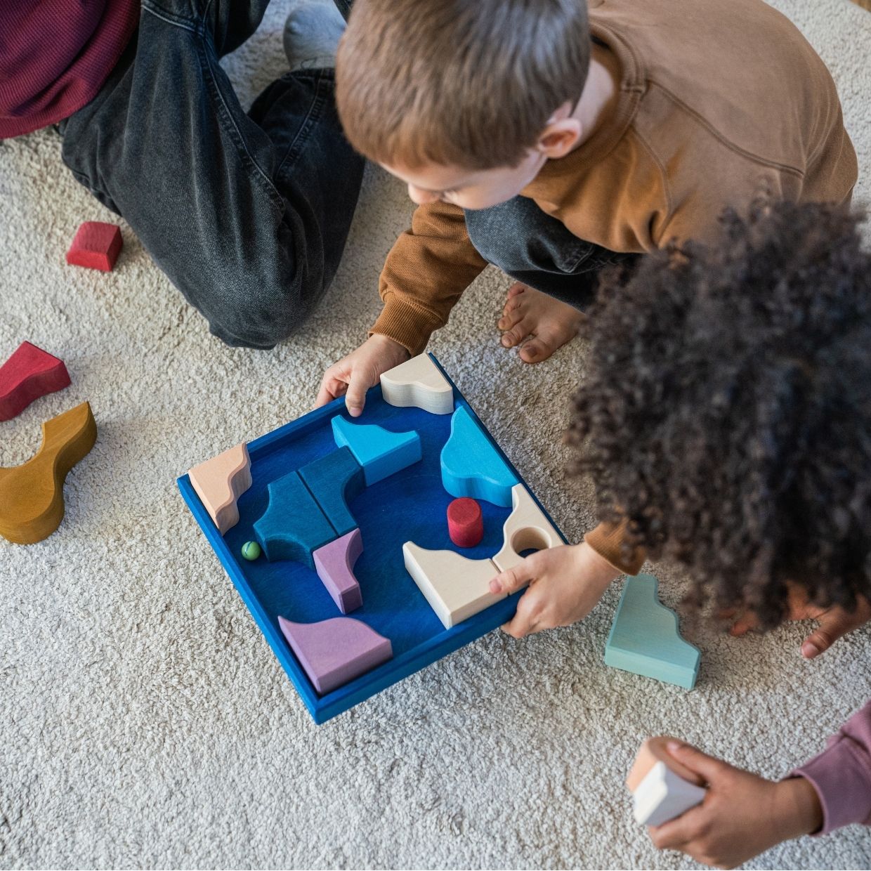 Grimm's small building set wave wooden blocks set