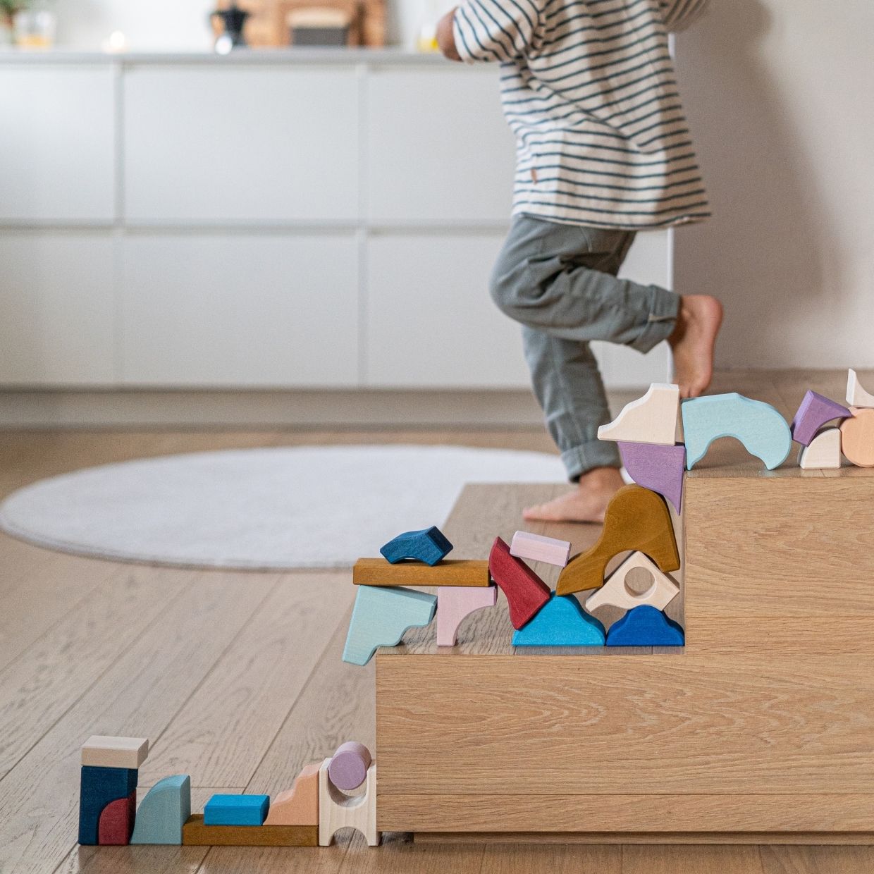 Grimm's small building set wave wooden blocks set