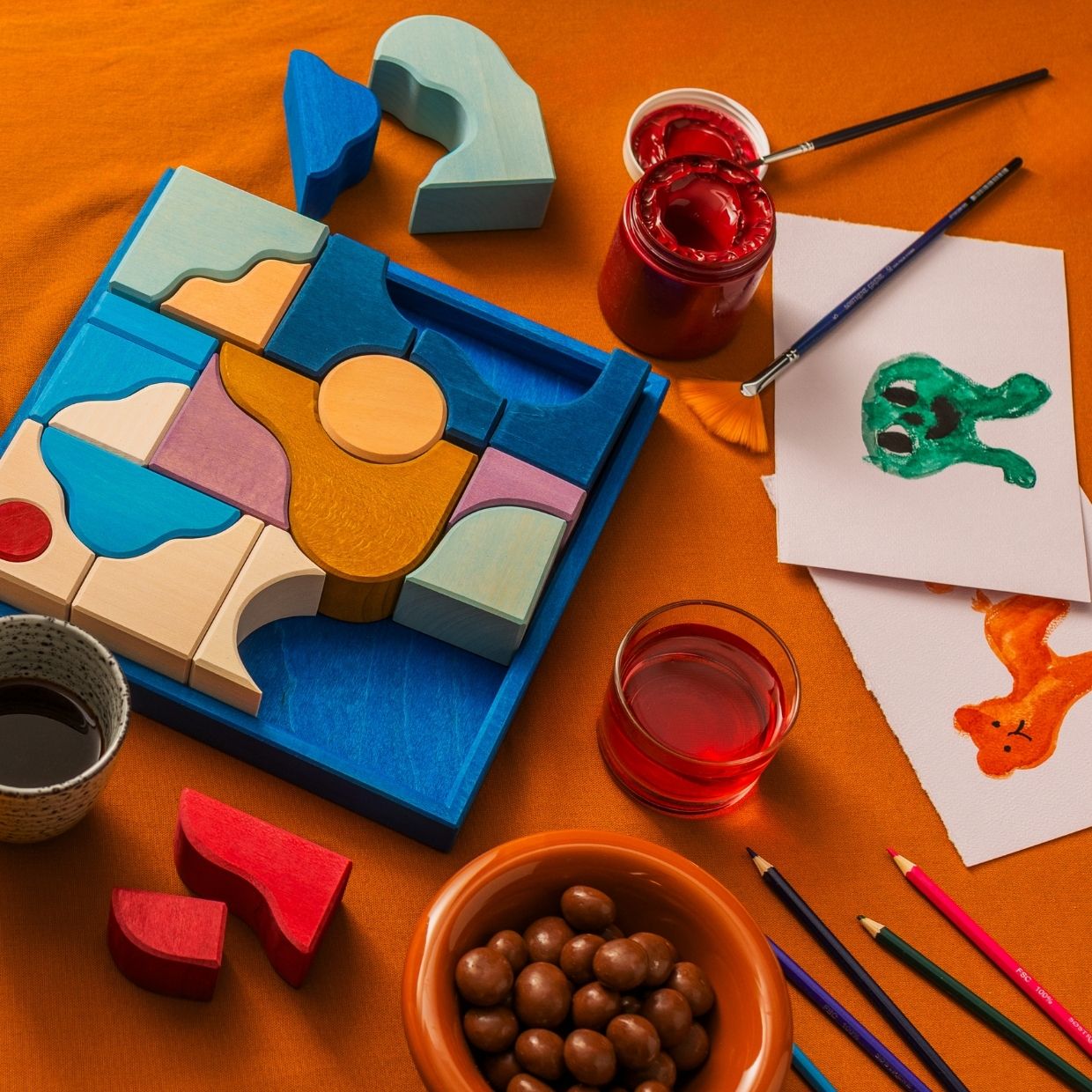 Grimm's small building set wave wooden blocks set