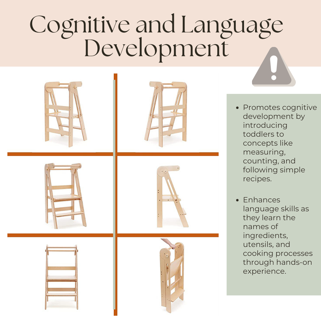 Foldable wooden learning tower-Natural