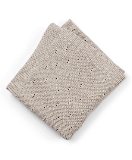 Avi knit plaid baby blanket - Cobblestone