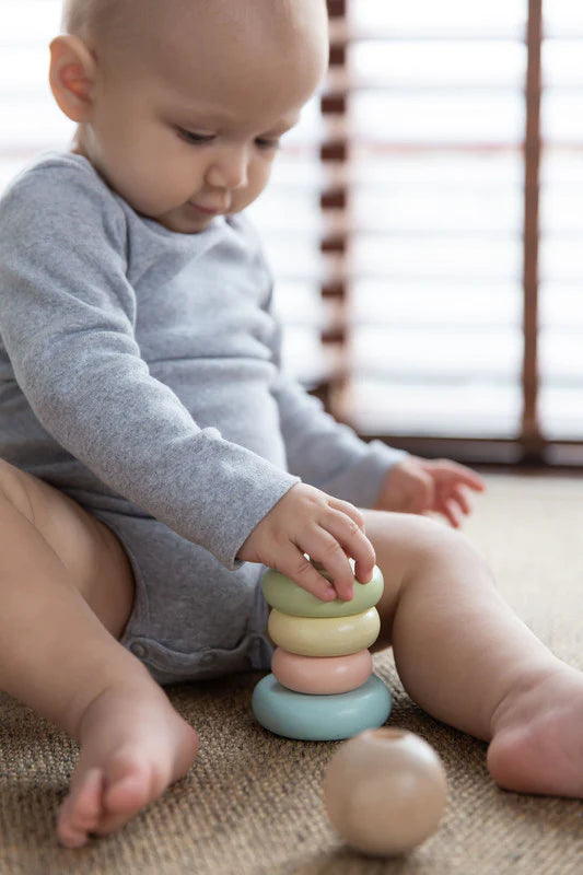 First stacking wooden ring toy