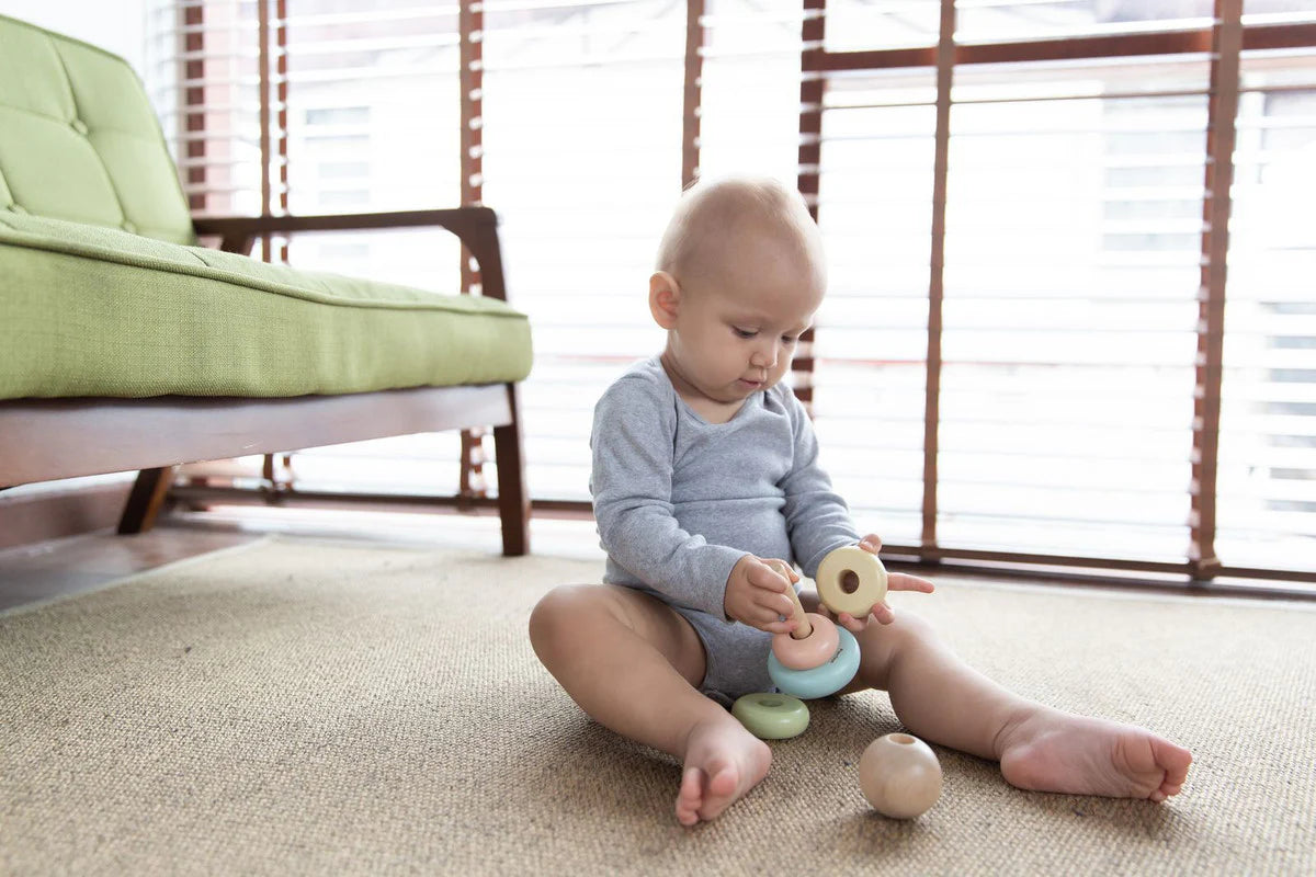 First stacking wooden ring toy