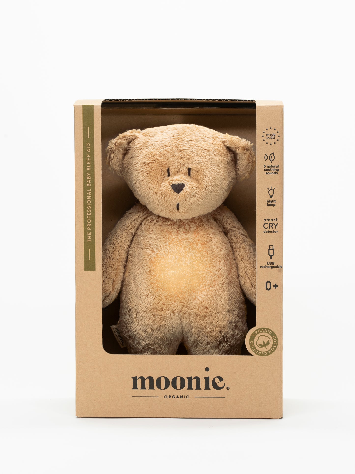 Organic humming bear soft toy and lamp- Cappuccino