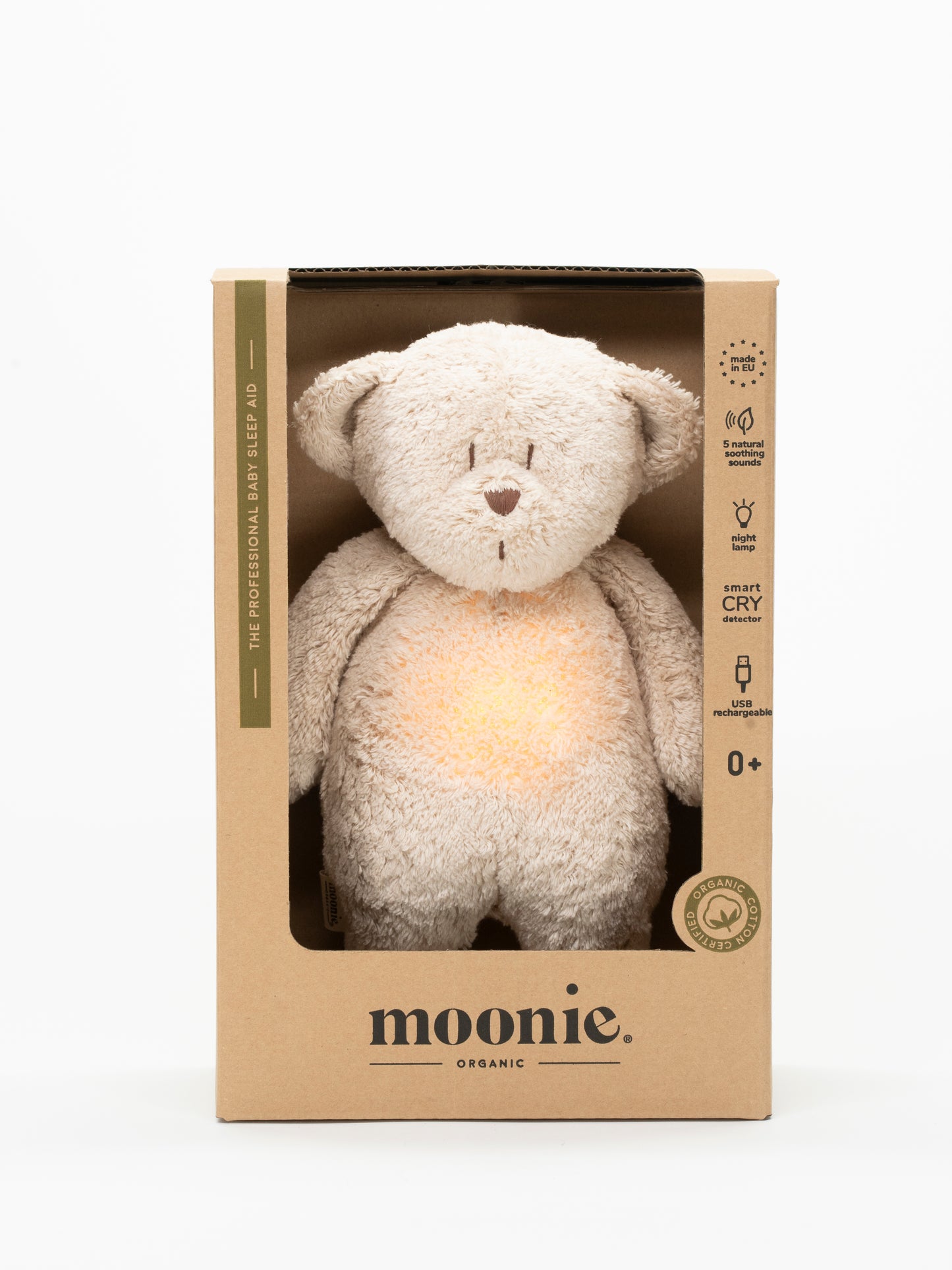 Organic humming bear soft toy and lamp- Sand