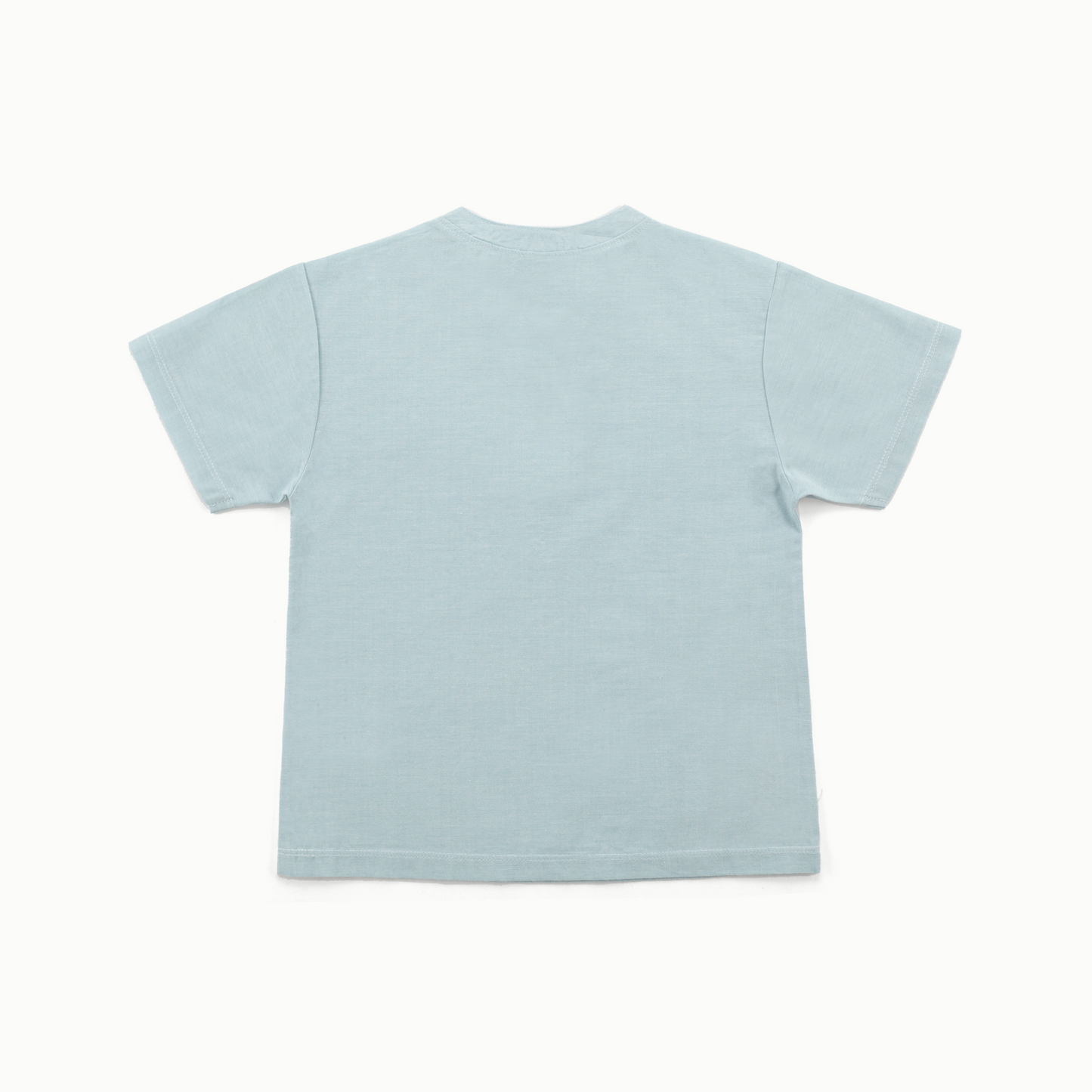 Oak Henley cotton t-shirt- Sleepy Blue