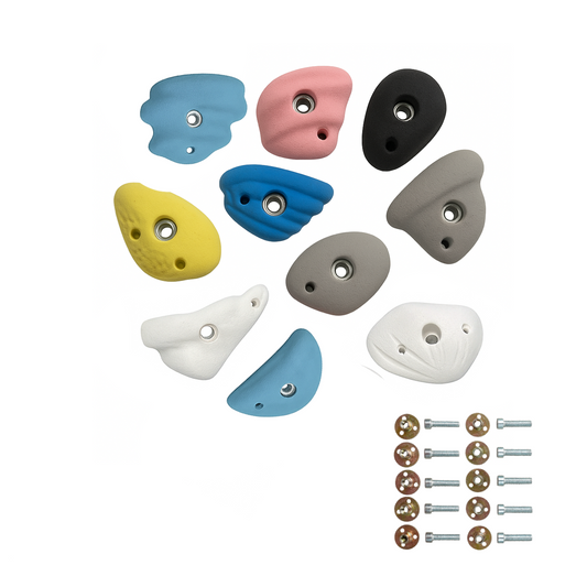 Durable resin rock climbing holds - 10 pieces set
