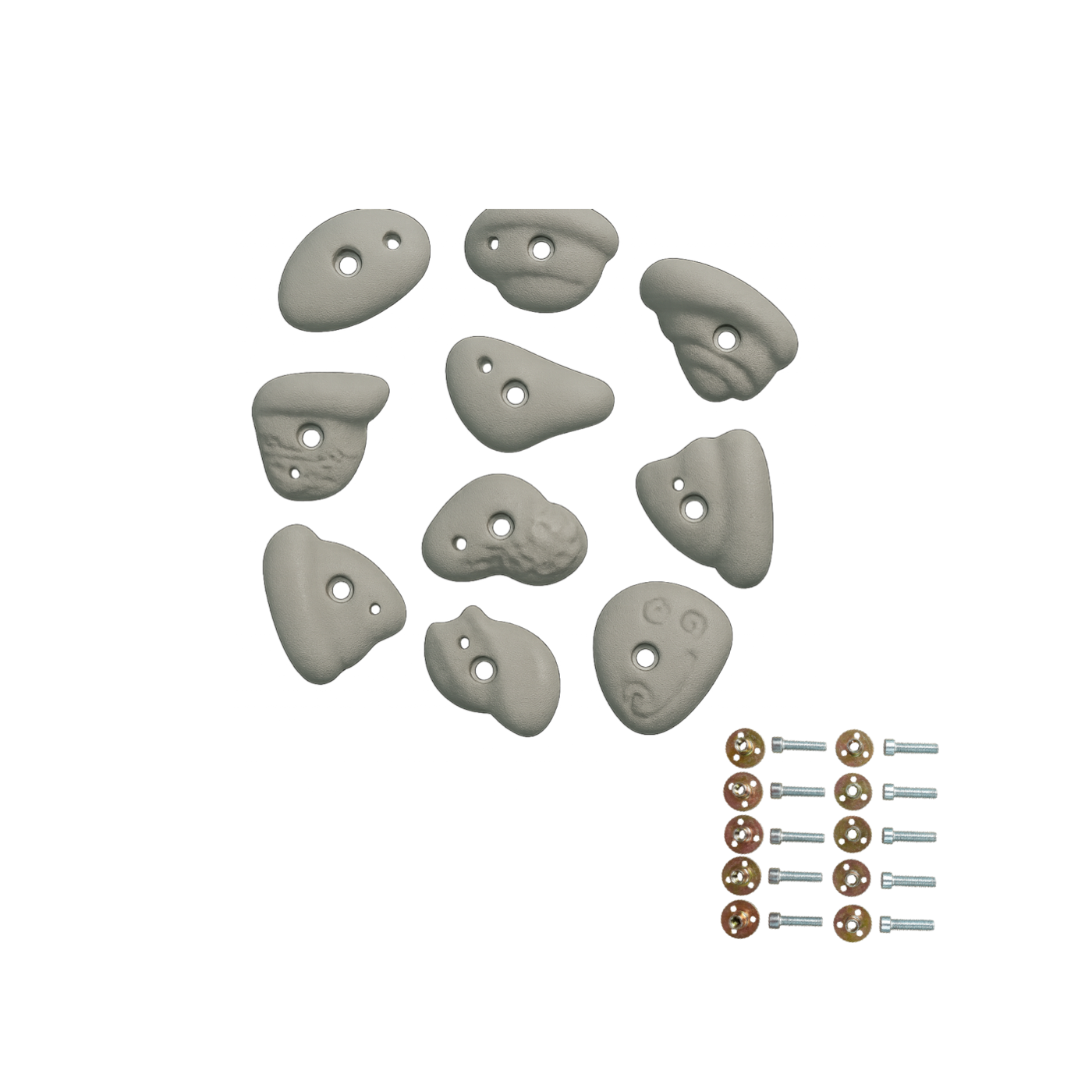 Durable resin rock climbing holds - 10 pieces set