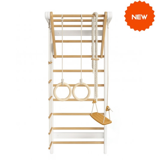 Indoor play Swedish ladder gym with swing- White