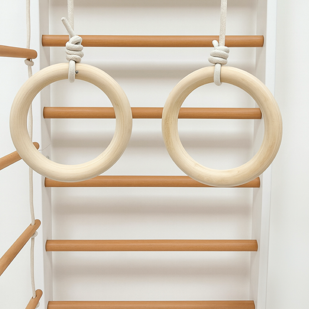 Indoor play Swedish ladder gym with swing- White