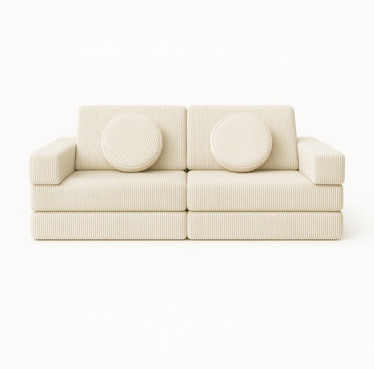 Corduroy kids play sofa circle bundle- Light Beige