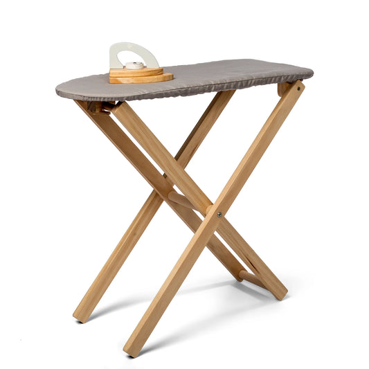 Wooden play ironing board and iron