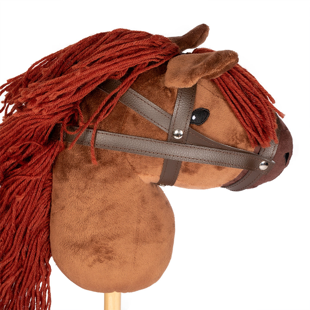 Hobby horse with long pole- Brown