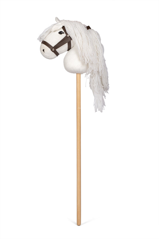 Hobby horse with long pole- White