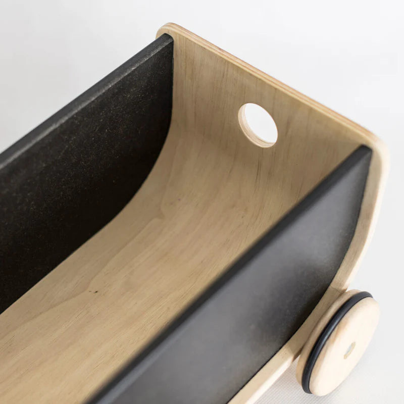 Kids wooden pull toy wagon- Black