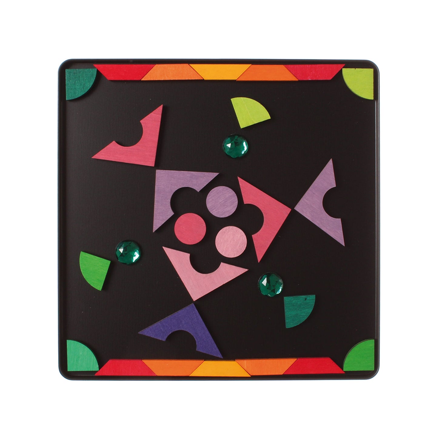 Grimm's wooden magnetic puzzle- Triangle, square, circle with sparkling parts