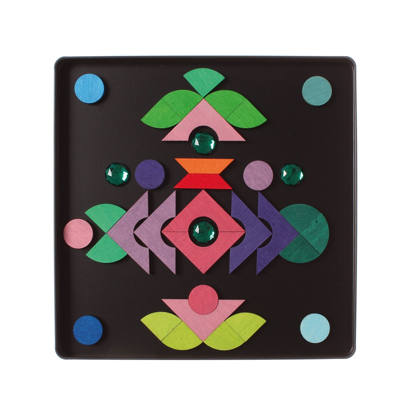 Grimm's wooden magnetic puzzle- Triangle, square, circle with sparkling parts