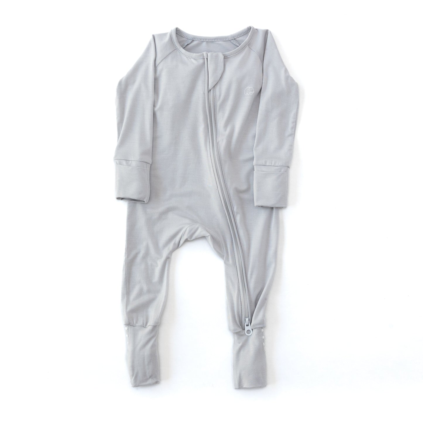 Organic Zipper Romper - Cloudy Grey