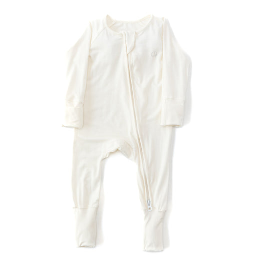 Organic Zipper Romper - Daisy white