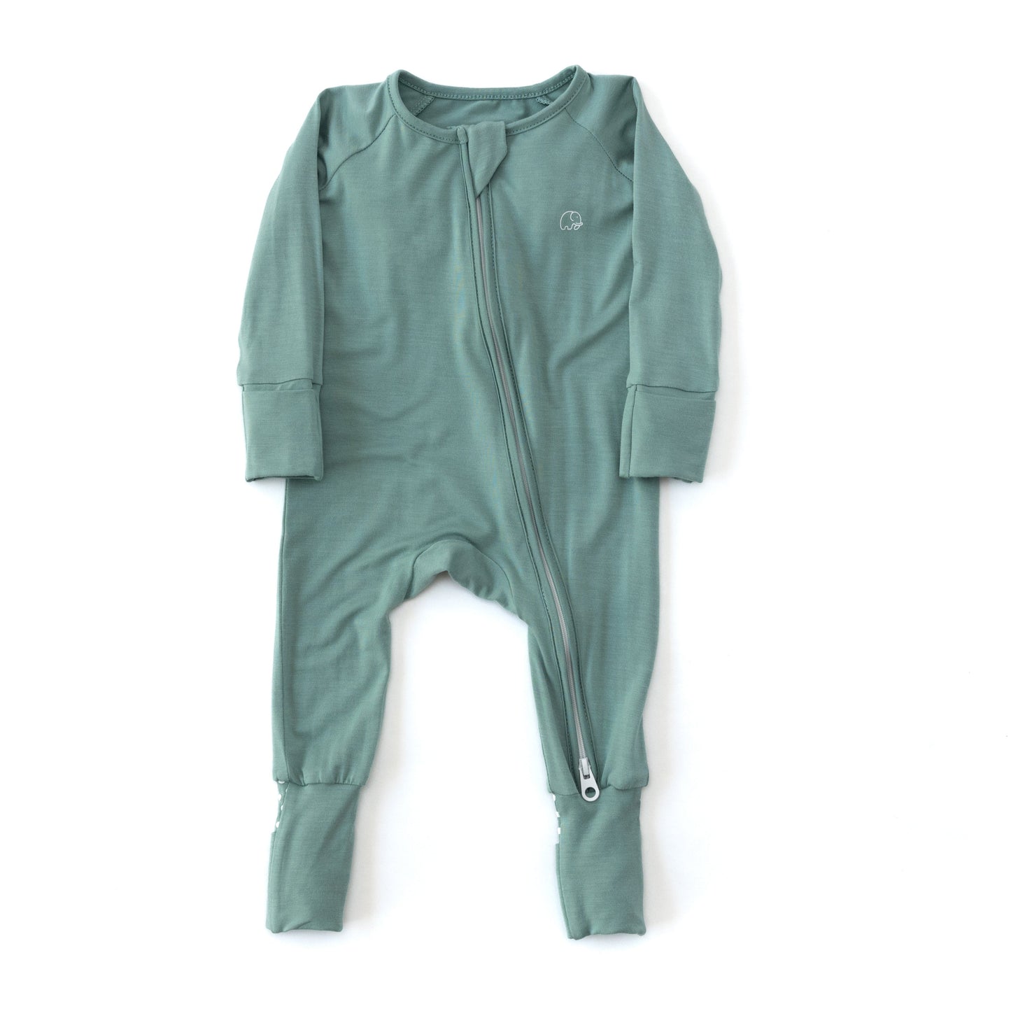 Organic Zipper Romper - Soft sage