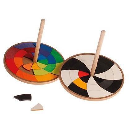 Grimm's wooden hand spinning top- Rainbow
