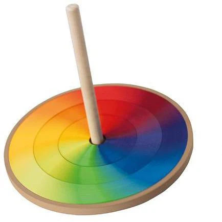 Grimm's wooden hand spinning top- Rainbow