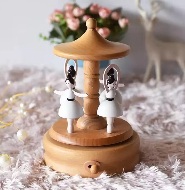 Wooden musical carousel box- Ballerinas