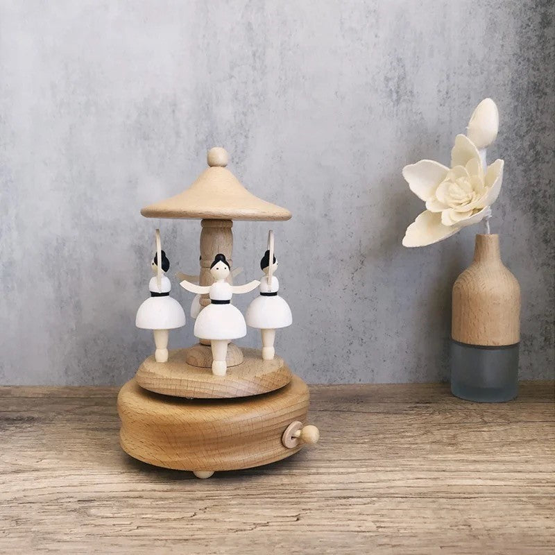 Wooden musical carousel box- Ballerinas