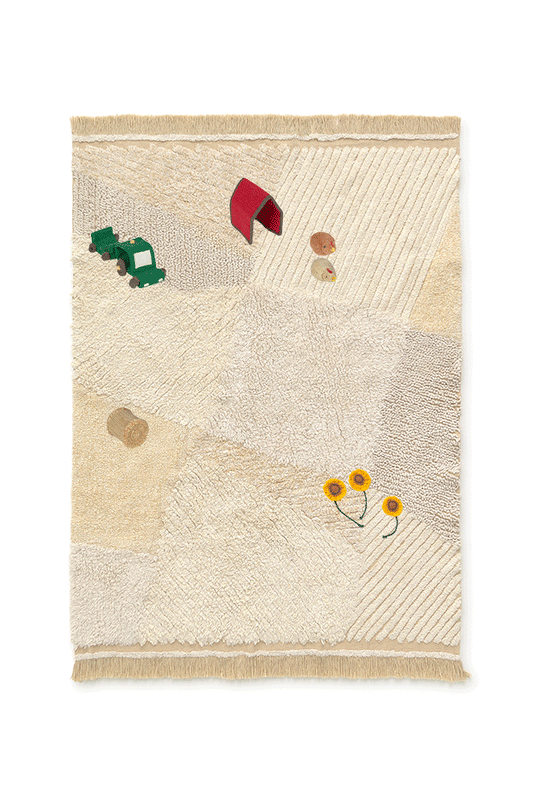 Washable play rug farm fields