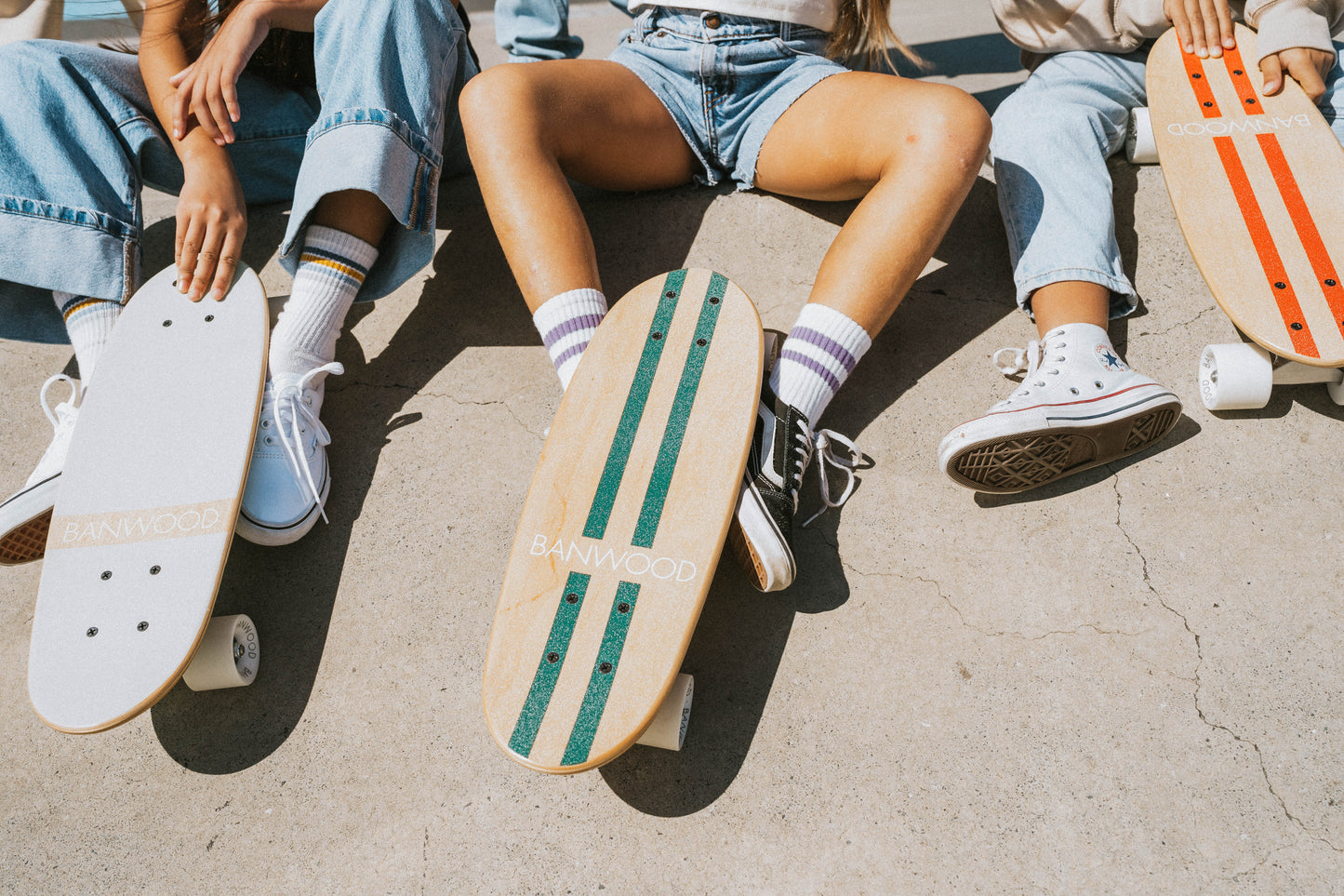 Wooden kids skateboard-White