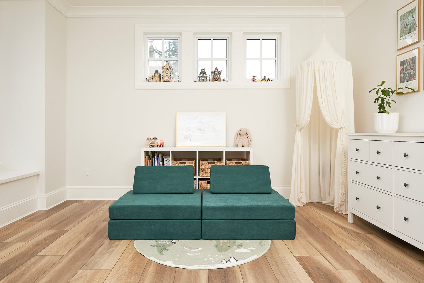 Kiddie couch play sofa for kids- Emerald Green