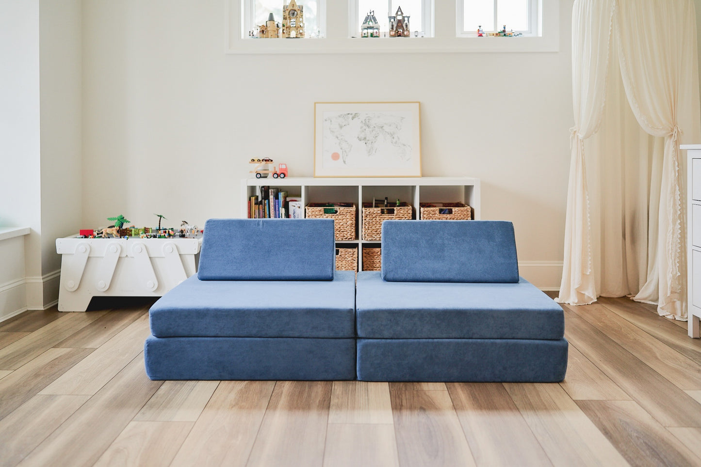 Kiddie couch play sofa for kids- Pacific blue