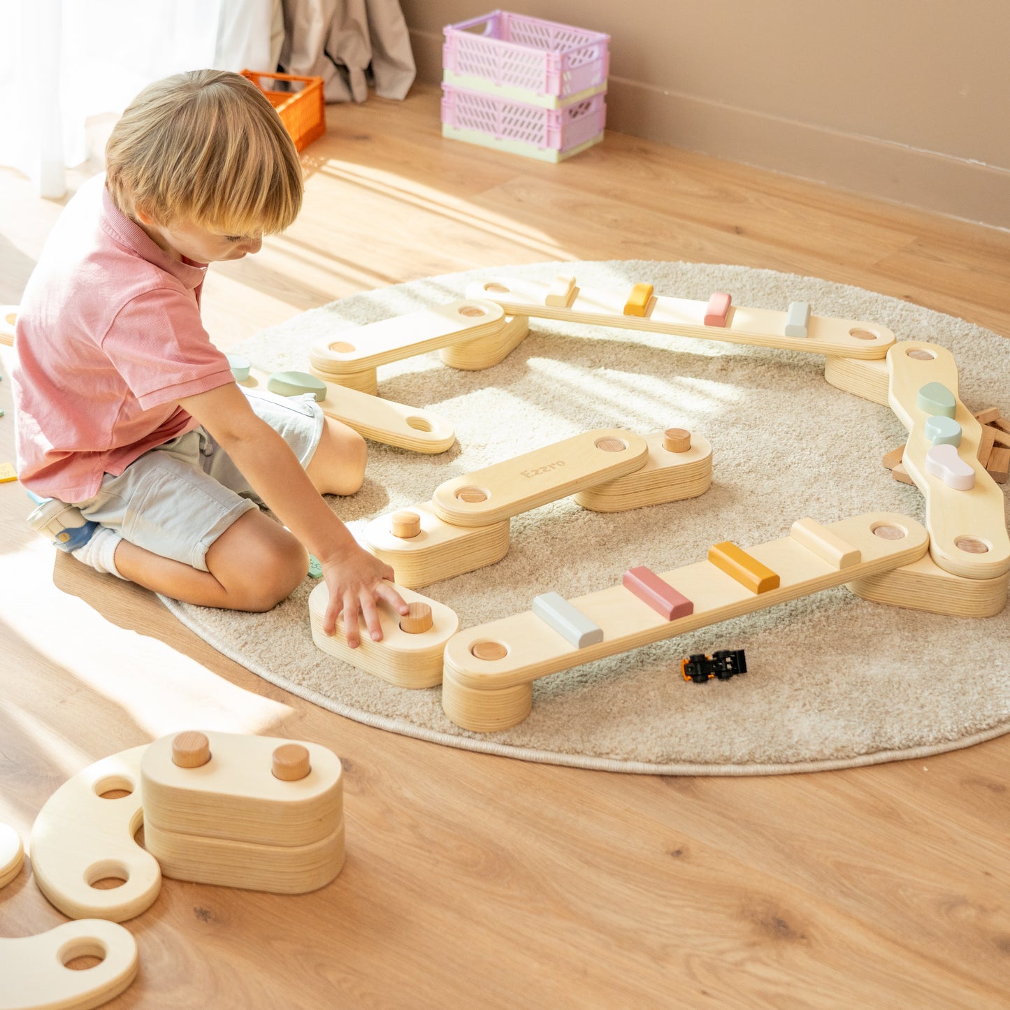 Wooden balance beam for kids- Multicolour